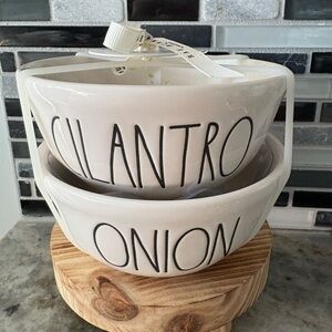 Rae Dunn White Ceramic Cilantro/Onion Bowls Set